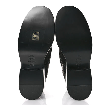 Chanel Fabric Crossgrain Cap Toe Combat Boots 38.5 Black 6 of 9