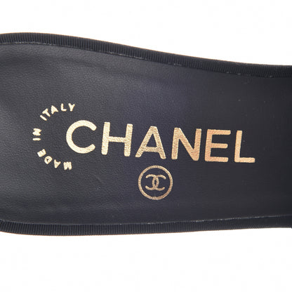 Chanel Goatskin Grosgrain Cap Toe Pearl Mule 40 Black 9 of 11