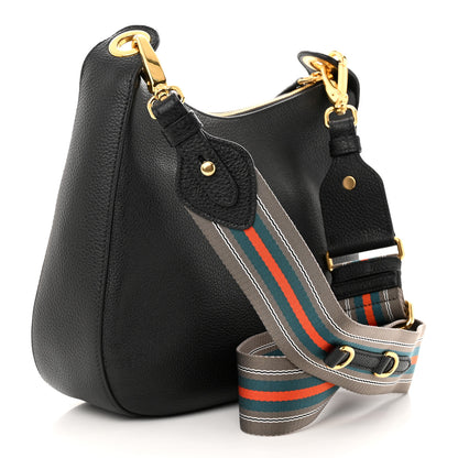 Prada Vitello Phenix Zippered Messenger Hobo Black 3 of 9