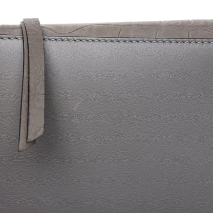 Celine Crocodile Embossed Nubuck Medium Phantom Luggage Grey 9 of 12