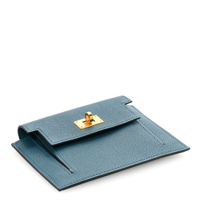 Hermes Chevre Mysore Kelly Pocket Compact Wallet Vert Bosphore 4 of 8