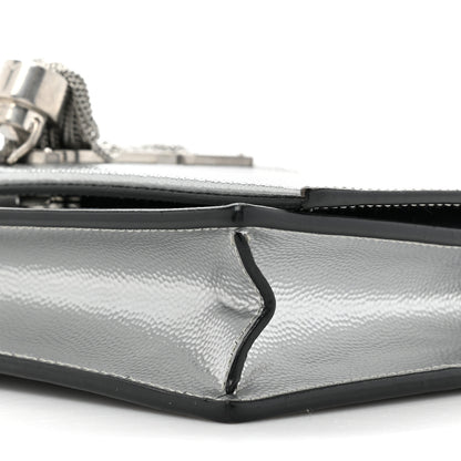 Saint Laurent Metallic Grain De Poudre Clasic Monogram Kate Tassel Chain Wallet Argento 9 of 16