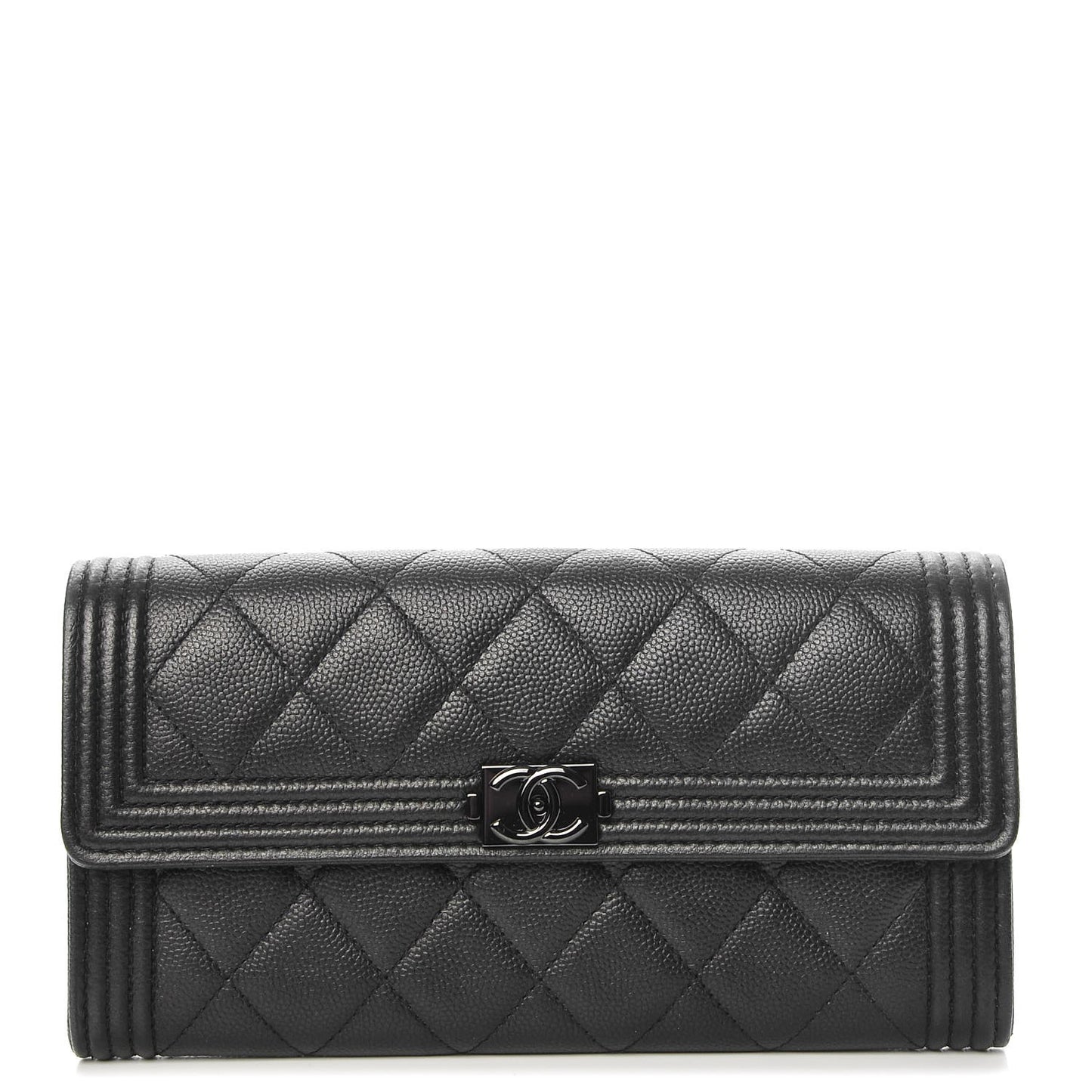 Caviar Quilted Boy Flap Wallet So Black