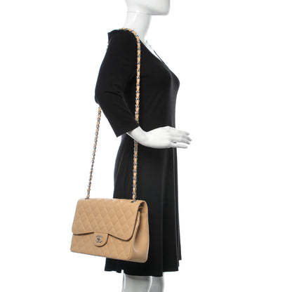 Chanel Caviar Quilted Jumbo Double Flap Light Beige 2 of 11