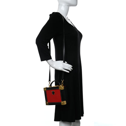 MCM Calfskin Studded Outline Shoulder Bag Red 2 of 9