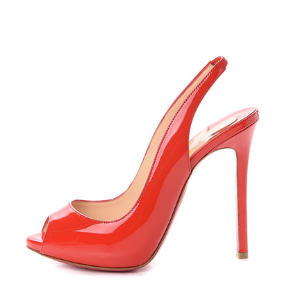 Christian Louboutin Patent Flo Sling 120 Pumps 37 Corazon 1 of 7