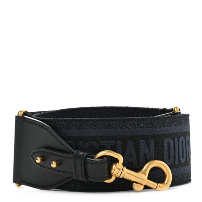 Christian Dior Canvas Embroidered Shoulder Strap Denim Blue 1 of 5