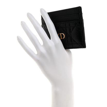 Christian Dior Supple Calfskin Cannage Caro Freesia Card Holder Black 2 of 8