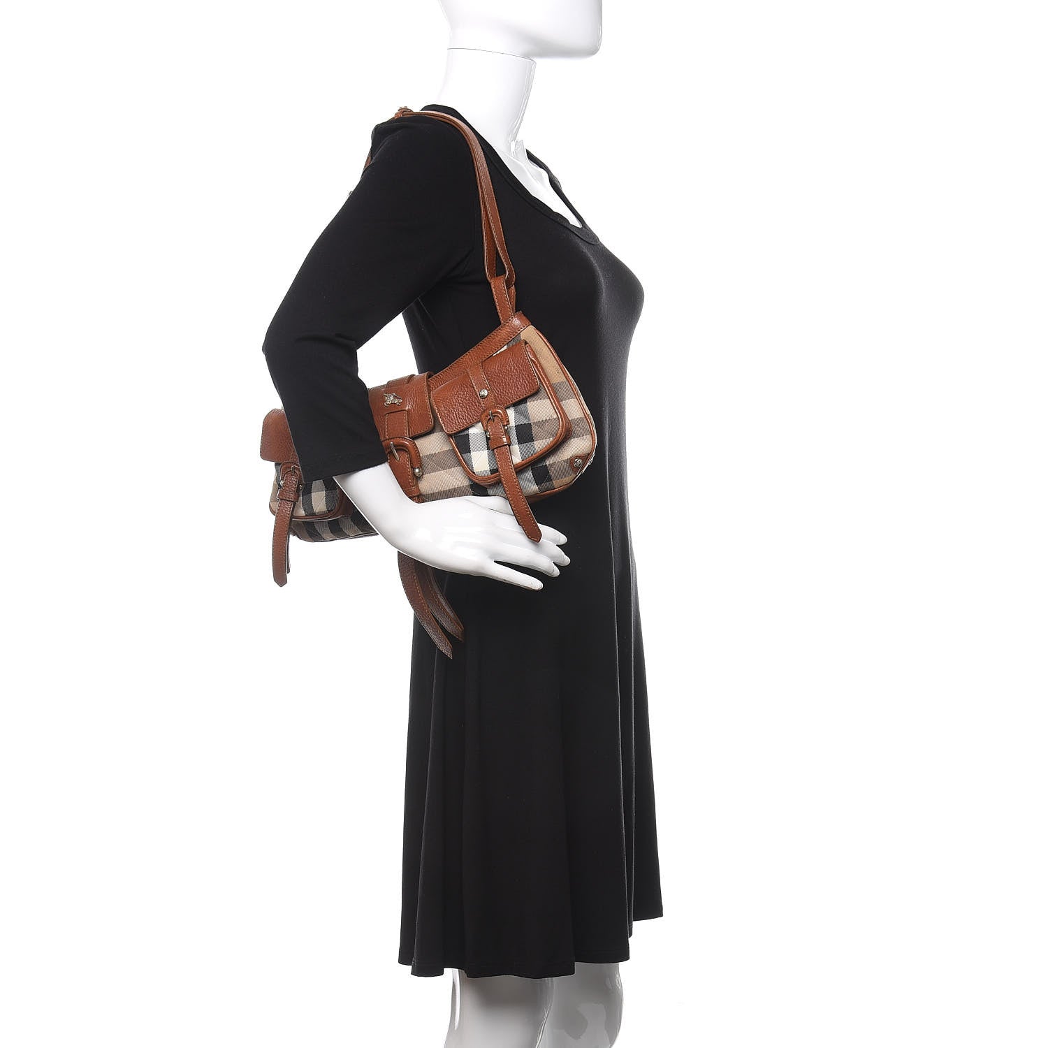 Burberry House Check Buckle Bag Dark Tan 2 of 16