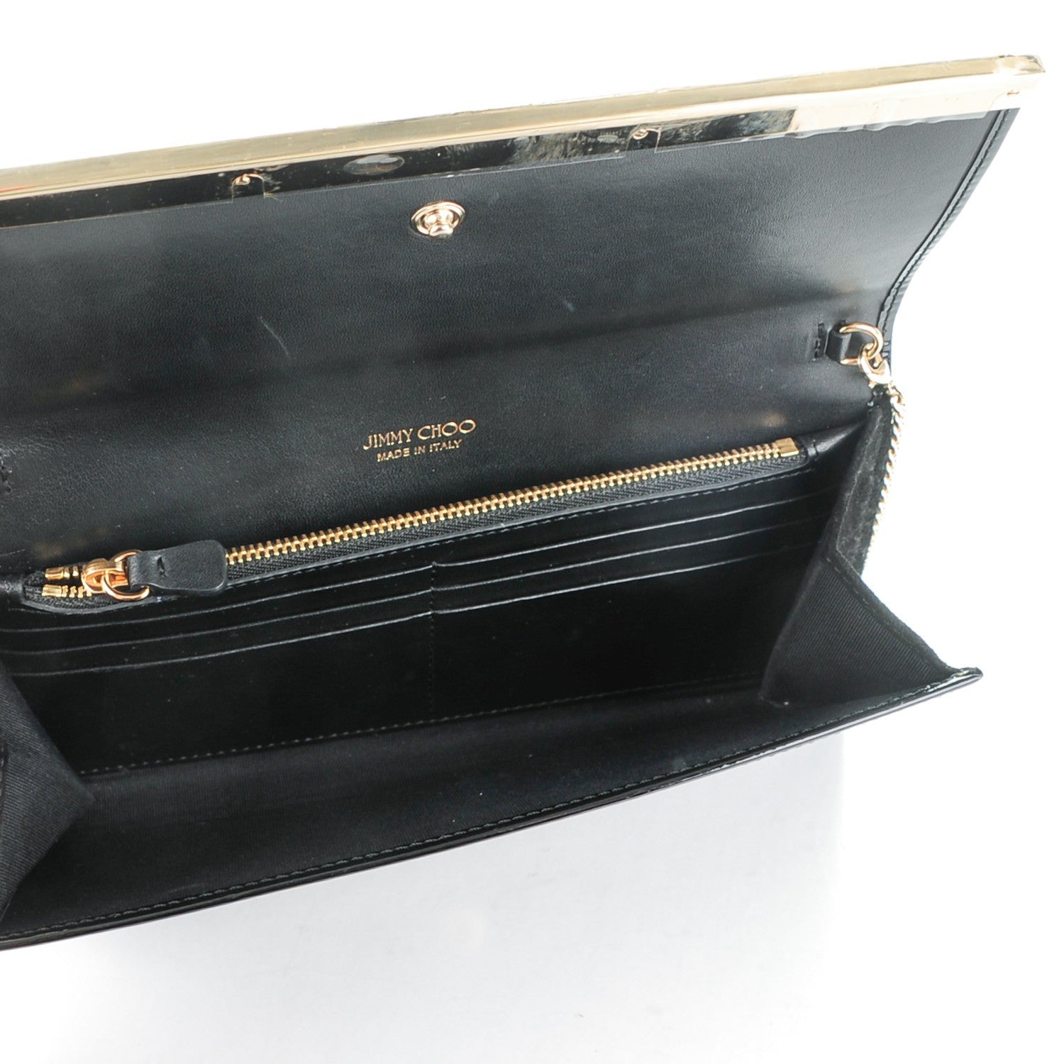 Jimmy Choo Patent Milla Wallet on Chain Black 5 of 7