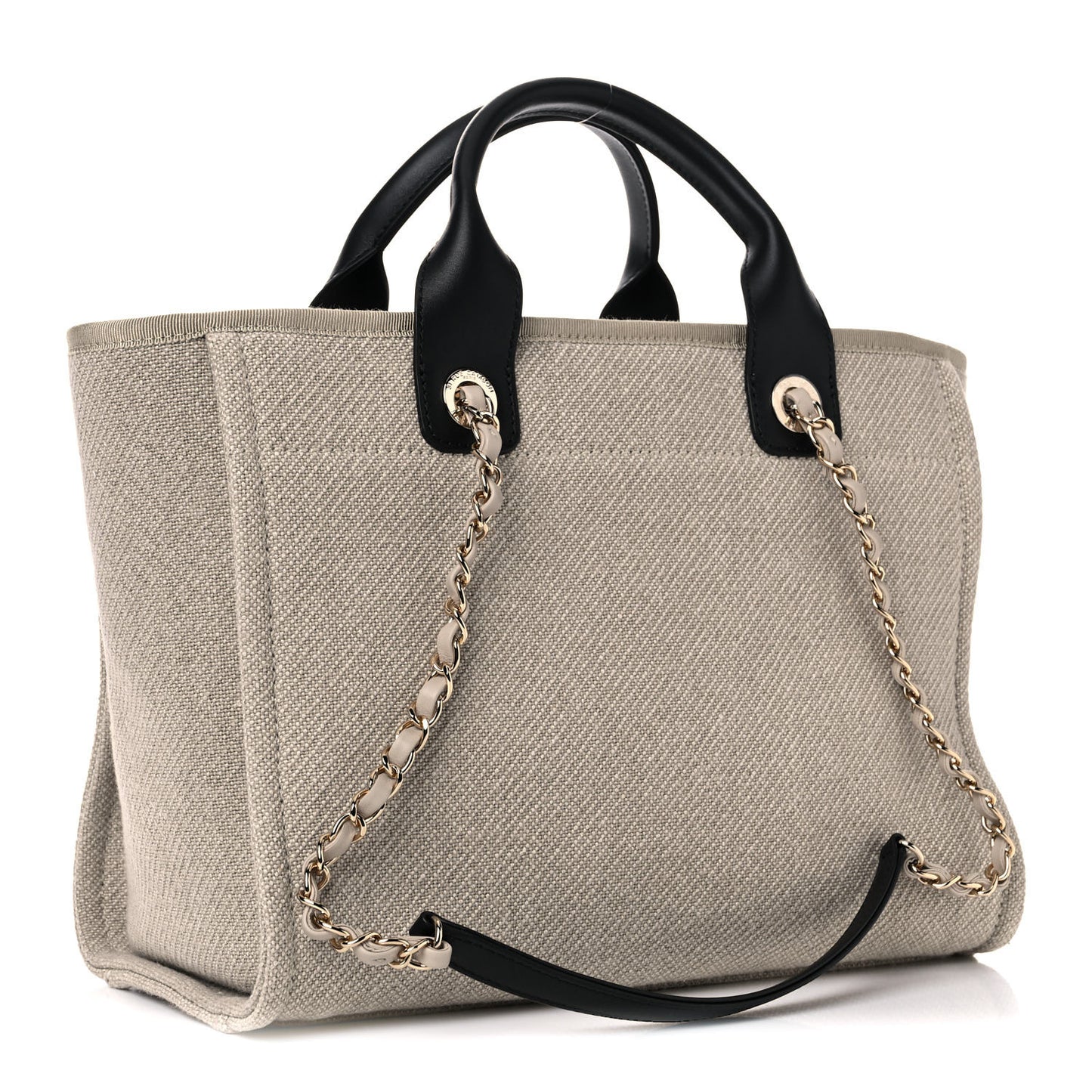 Mixed Fibers Small Deauville Tote Beige Black