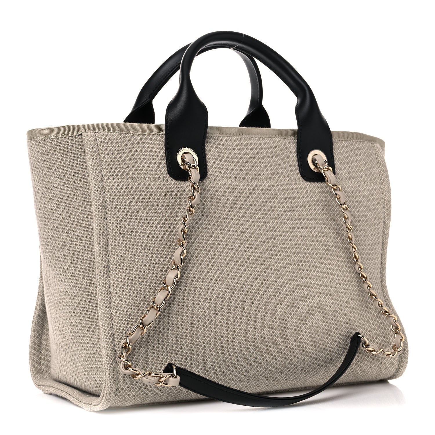 Chanel Mixed Fibers Small Deauville Tote Beige Black 5 of 12