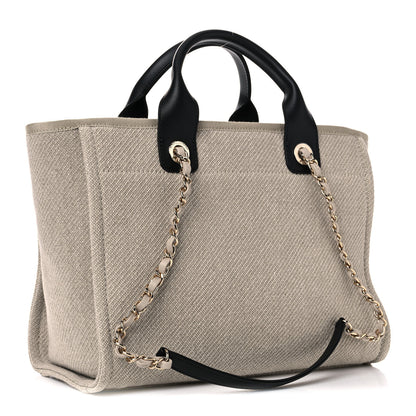 Chanel Mixed Fibers Small Deauville Tote Beige Black 5 of 12
