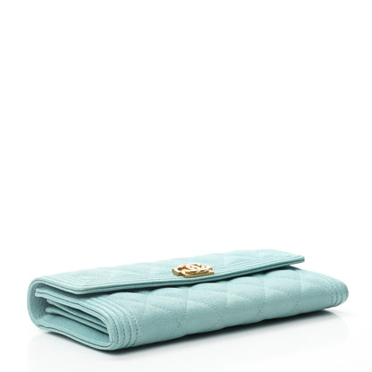 Chanel Iridescent Caviar Quilted Boy Flap Wallet Light Blue 4 of 7