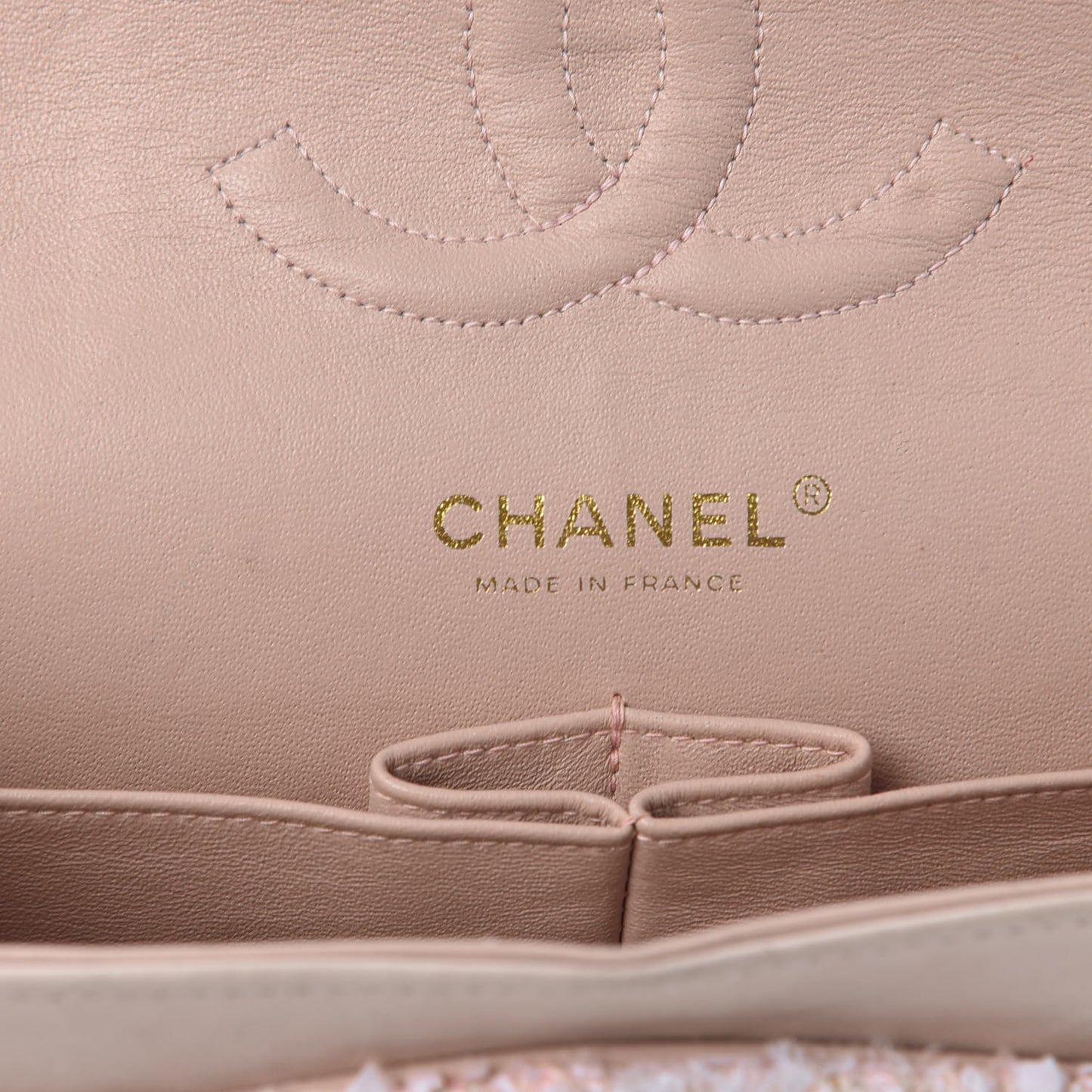 Tweed Medium Double Flap Pink