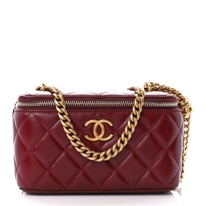 Chanel Lambskin Quilted Small Pillow Crush Vanity Case With Chain Dark Red 1 of 15