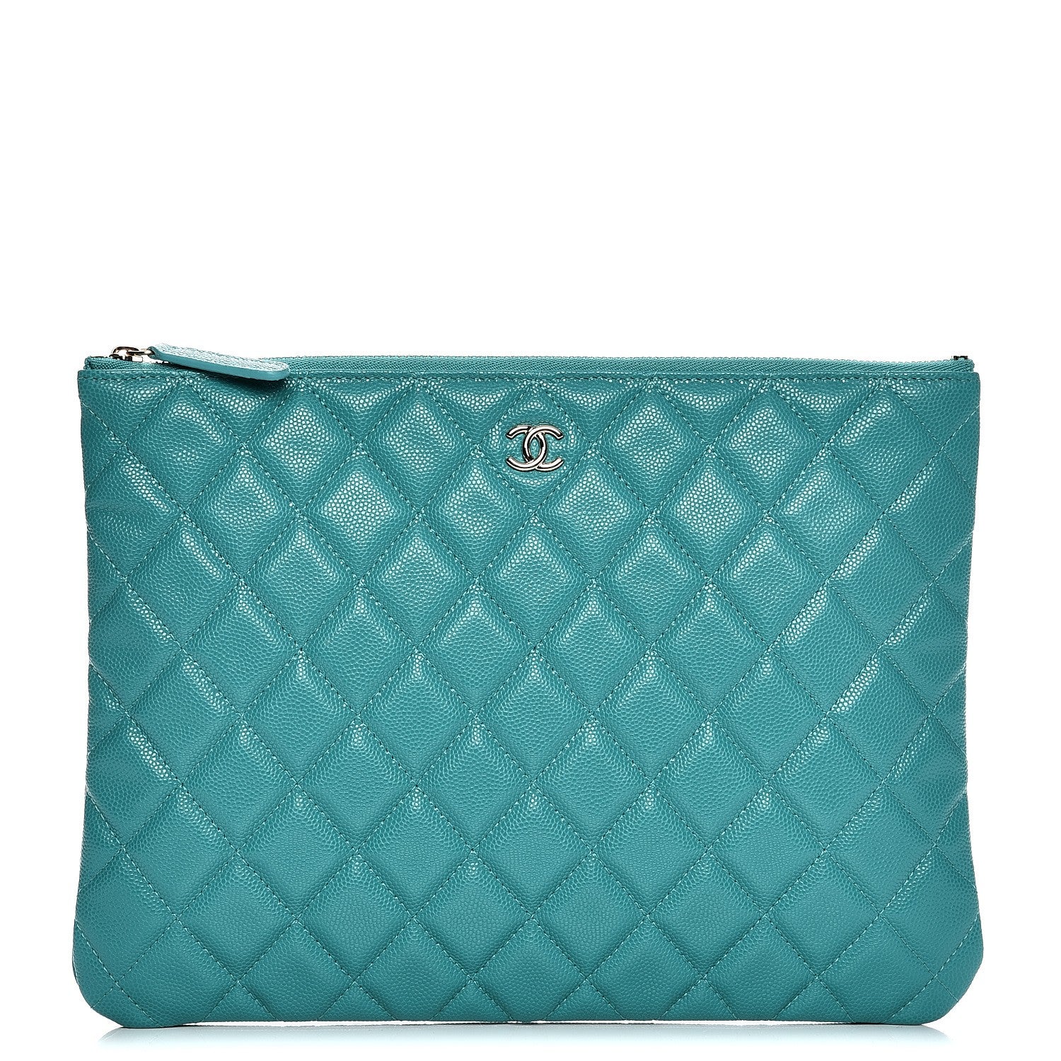 Chanel Iridescent Caviar Quilted Medium Cosmetic Case Turquoise 1 of 7