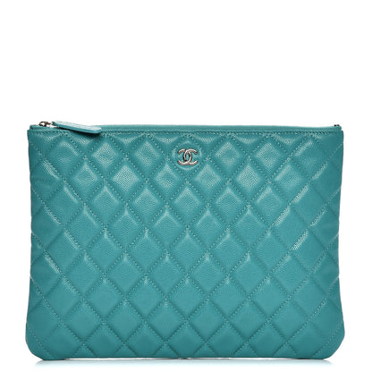 Chanel Iridescent Caviar Quilted Medium Cosmetic Case Turquoise 1 of 7