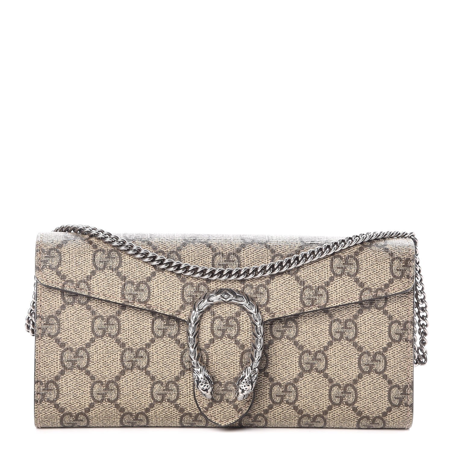 Gucci GG Supreme Monogram Dionysus Chain Clutch Wallet Beige Taupe 1 of 7