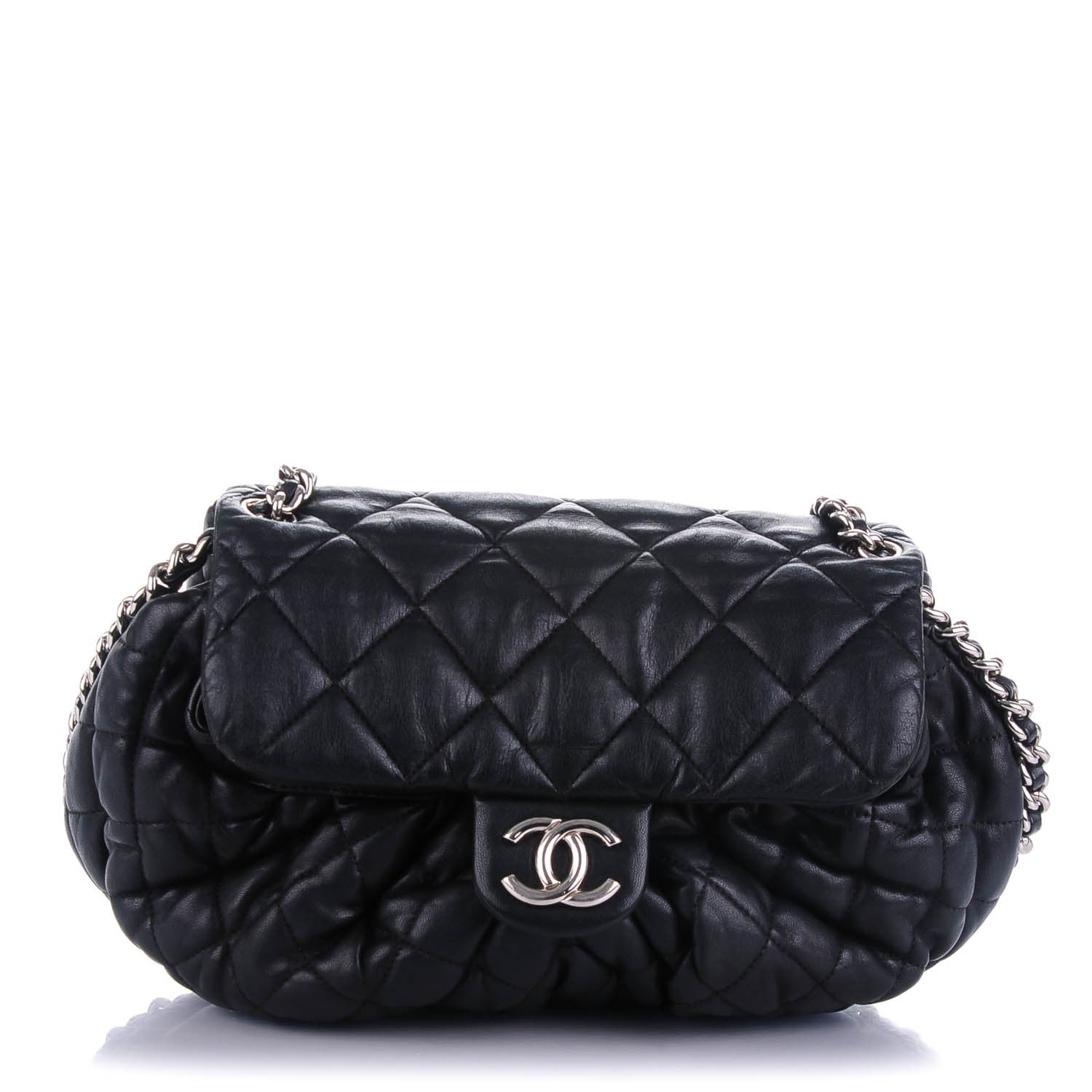 Chanel Washed Lambskin Quilted Medium Chain Around Messenger Black 1 of 7