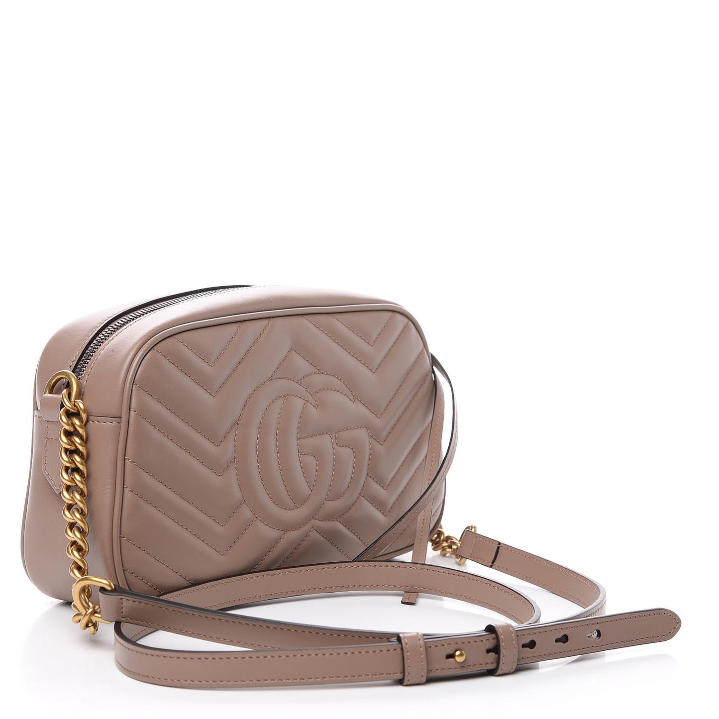 Calfskin Matelasse Small GG Marmont Chain Shoulder Bag Porcelain Rose