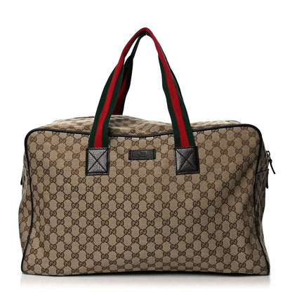 Gucci GG Monogram Web Large Collapsible Carry On Duffle Beige Brown 1 of 15