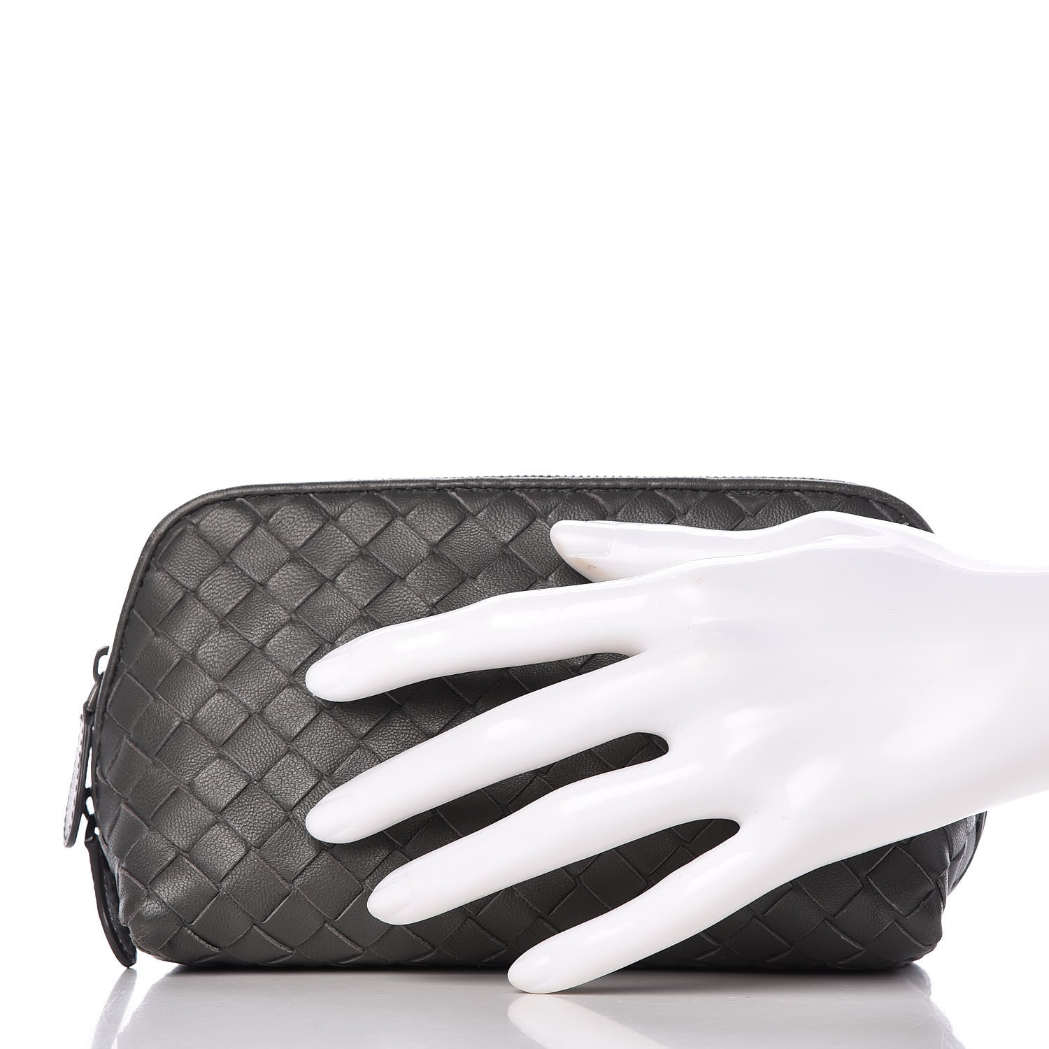 Bottega Veneta Nappa Intrecciato Cosmetic Pouch Grey 2 of 11