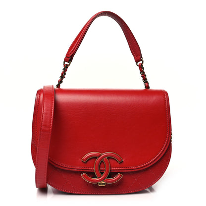 Chanel Shiny Calfskin Goatskin Quilted Small Coco Curve Messenger Flap Red 1 of 10