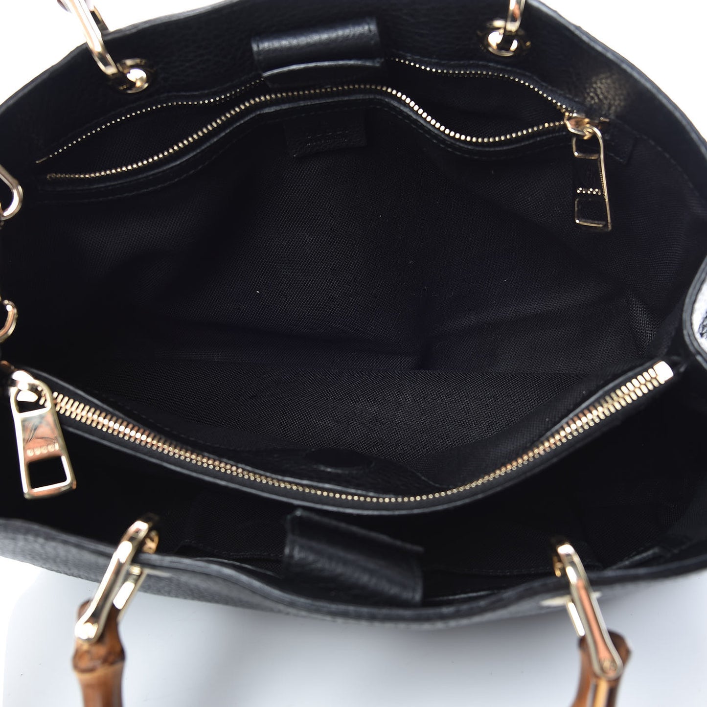 Pebbled Calfskin Medium Bamboo Shopper Tote Black