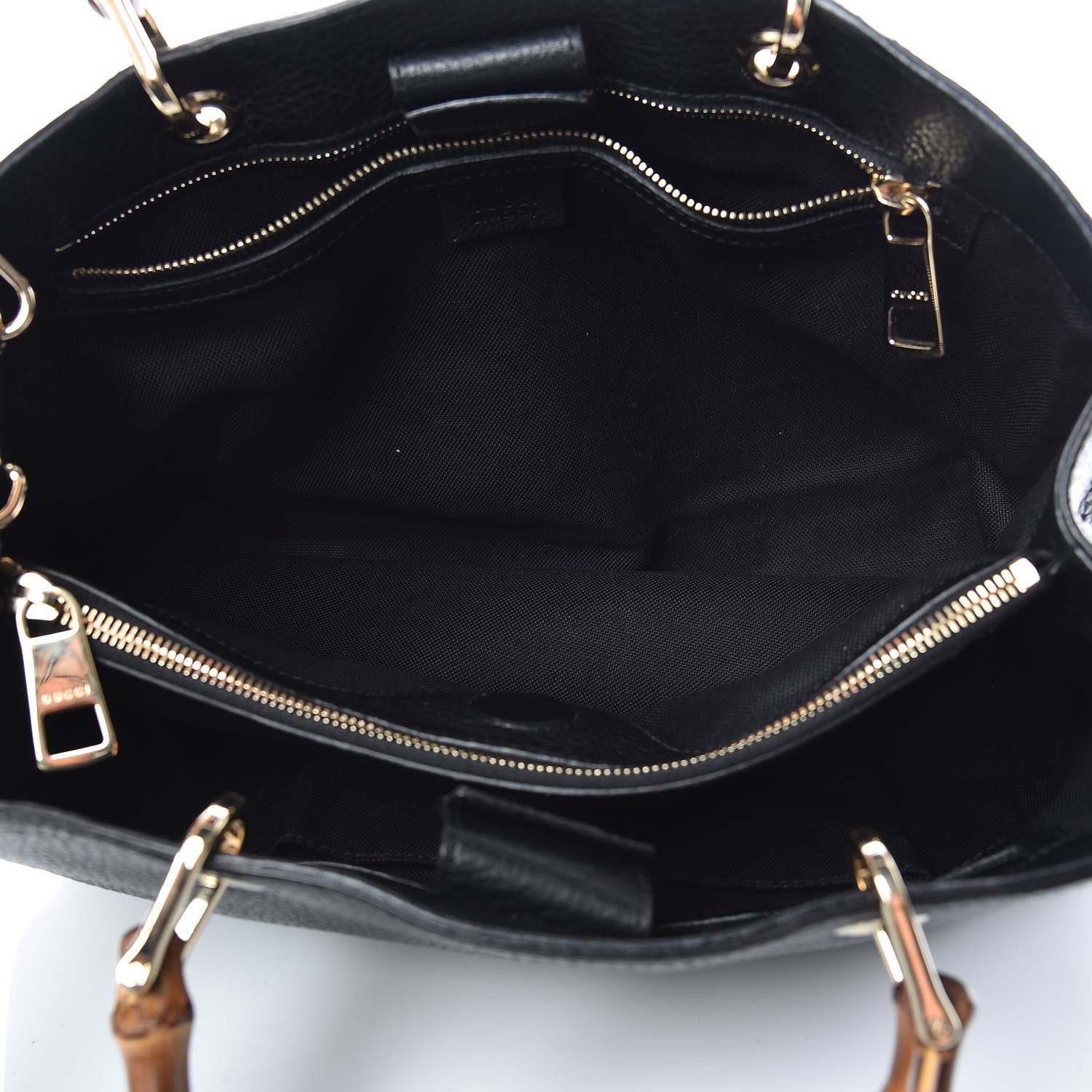 Gucci Pebbled Calfskin Medium Bamboo Shopper Tote Black 7 of 11