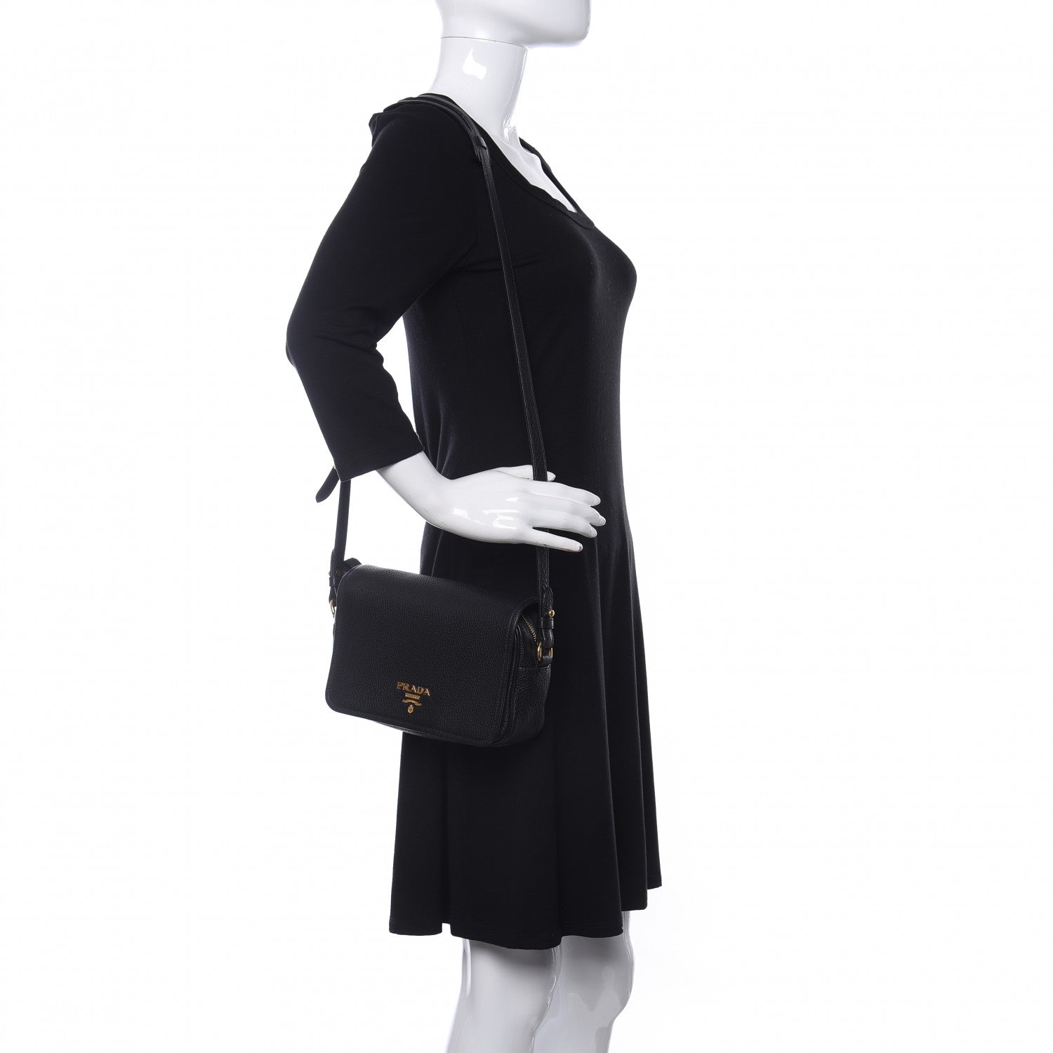 Prada Vitello Phenix Crossbody Bag Black 2 of 9