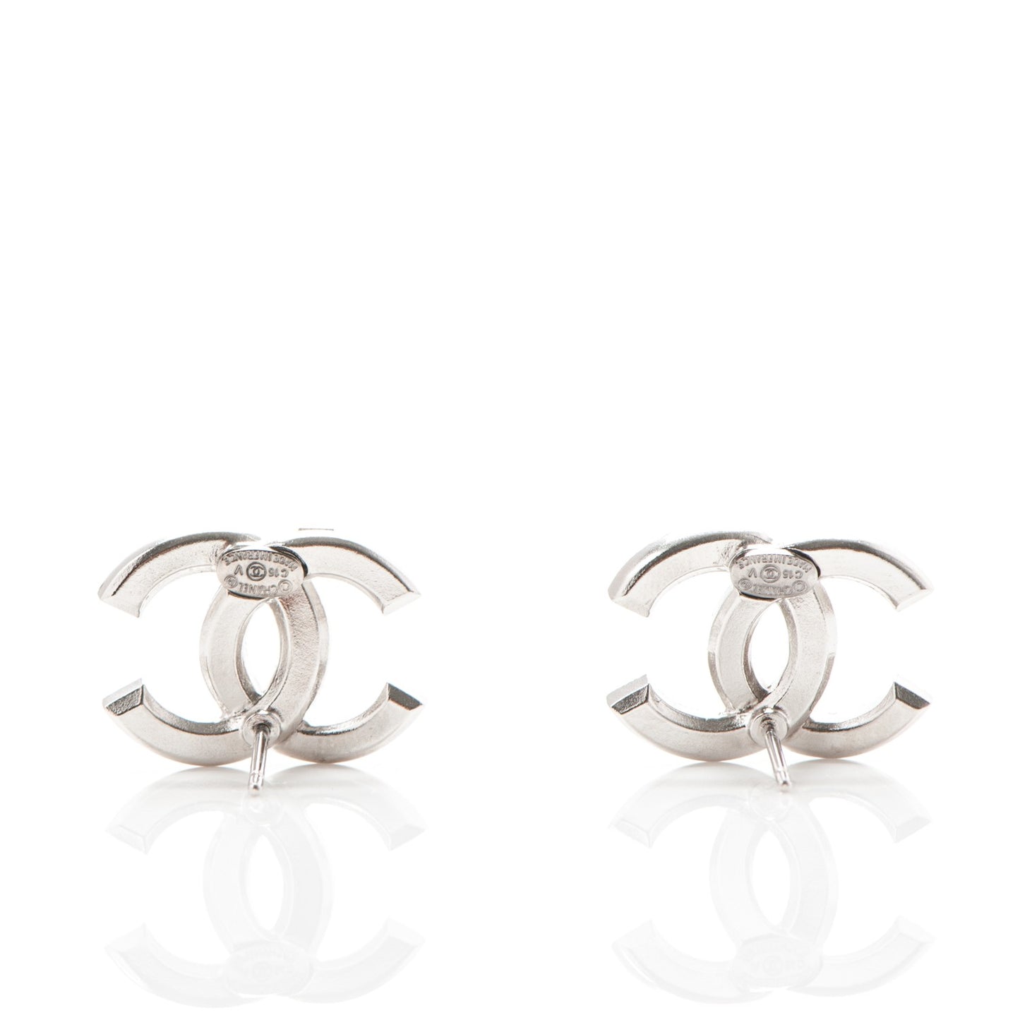 Baguette Crystal CC Earrings Silver Grey