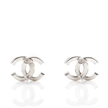 Chanel Baguette Crystal CC Earrings Silver Grey 3 of 4