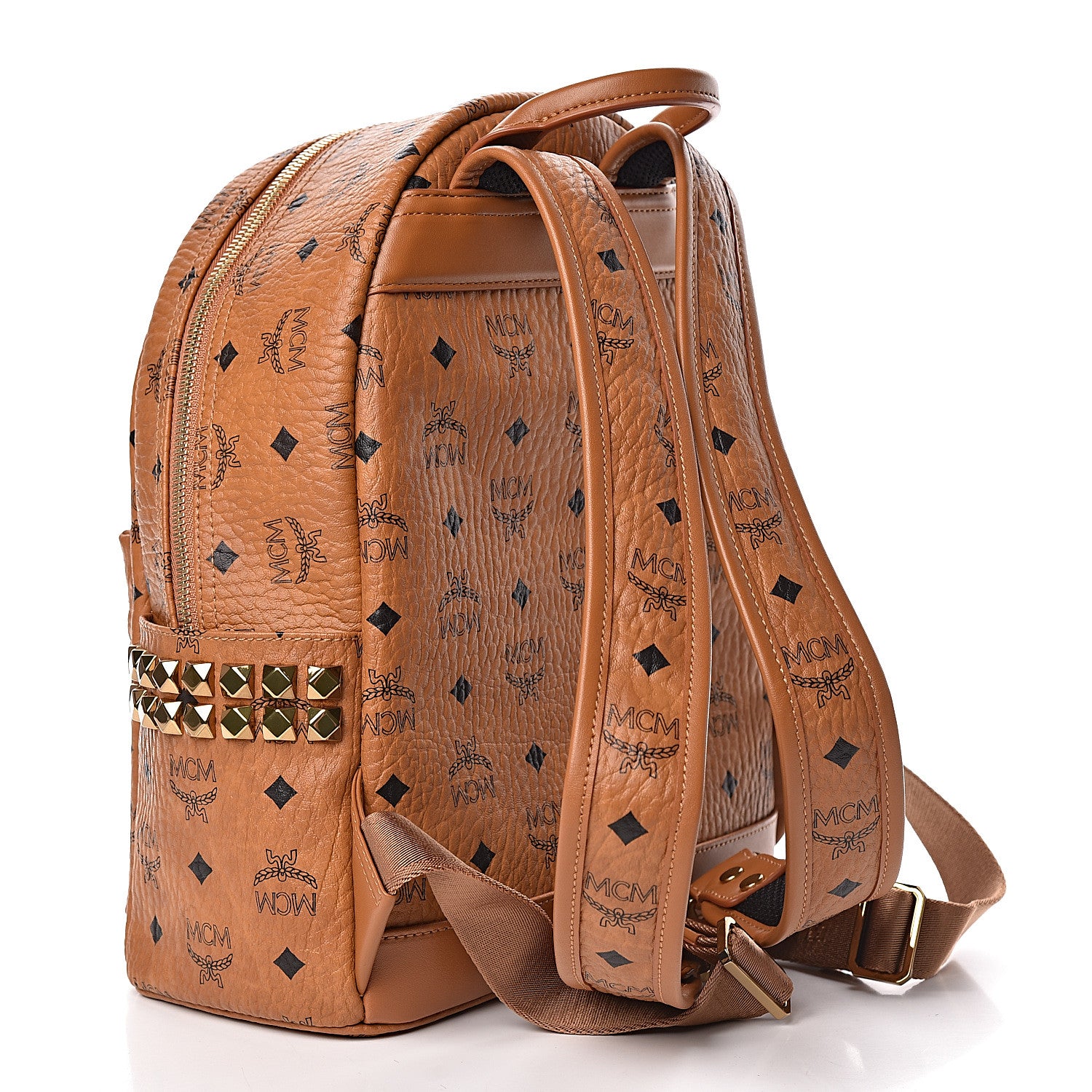MCM Visetos Small Side Stud Stark Backpack Cognac 3 of 11