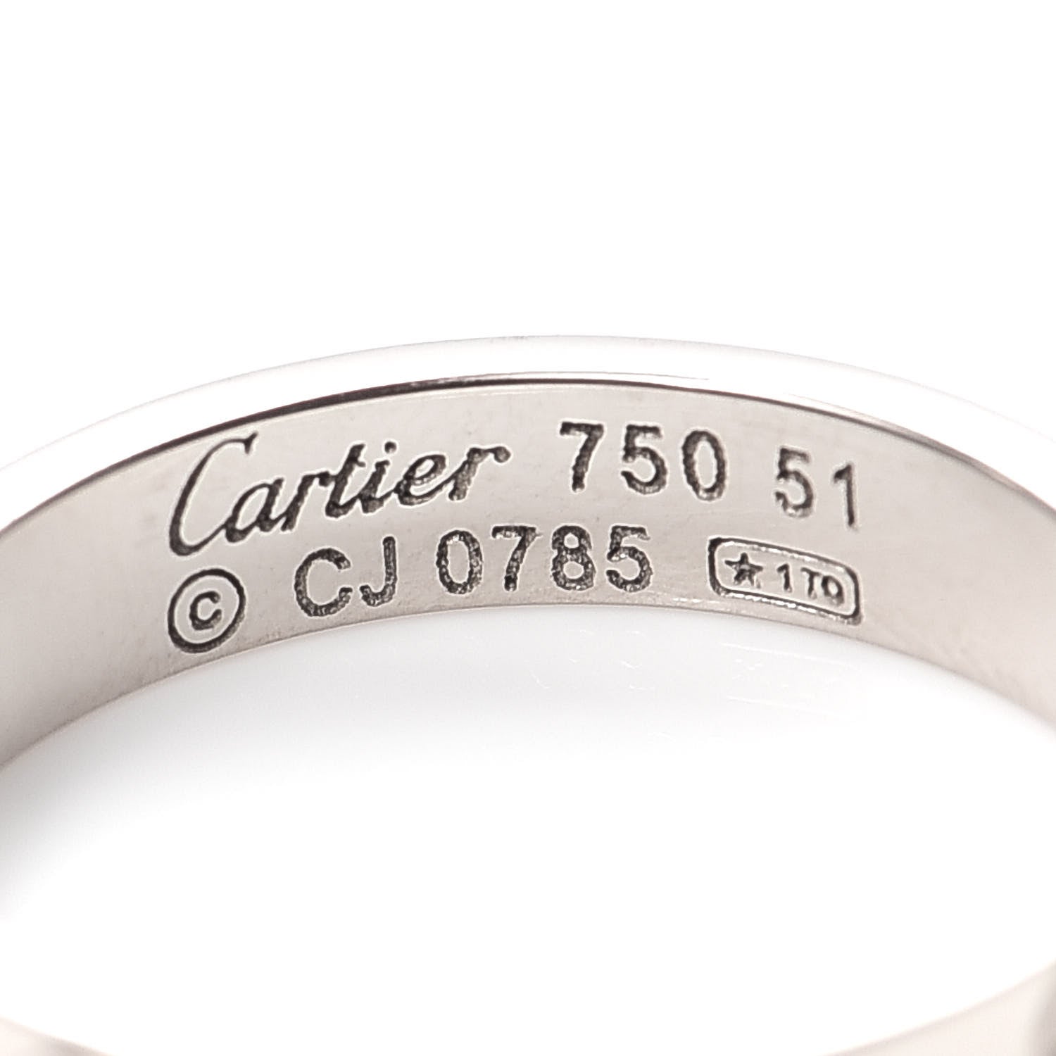 Cartier 18K White Gold 3.5mm LOVE Wedding Band Ring 51 5.75 4 of 4