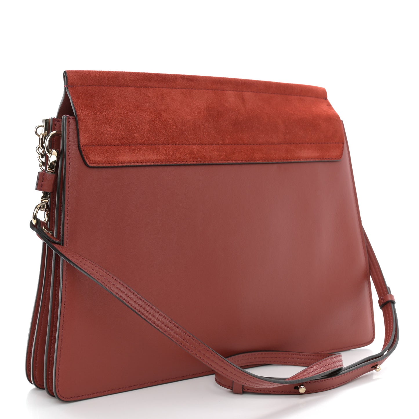 Calfskin Suede Medium Faye Shoulder Bag Sepia Red