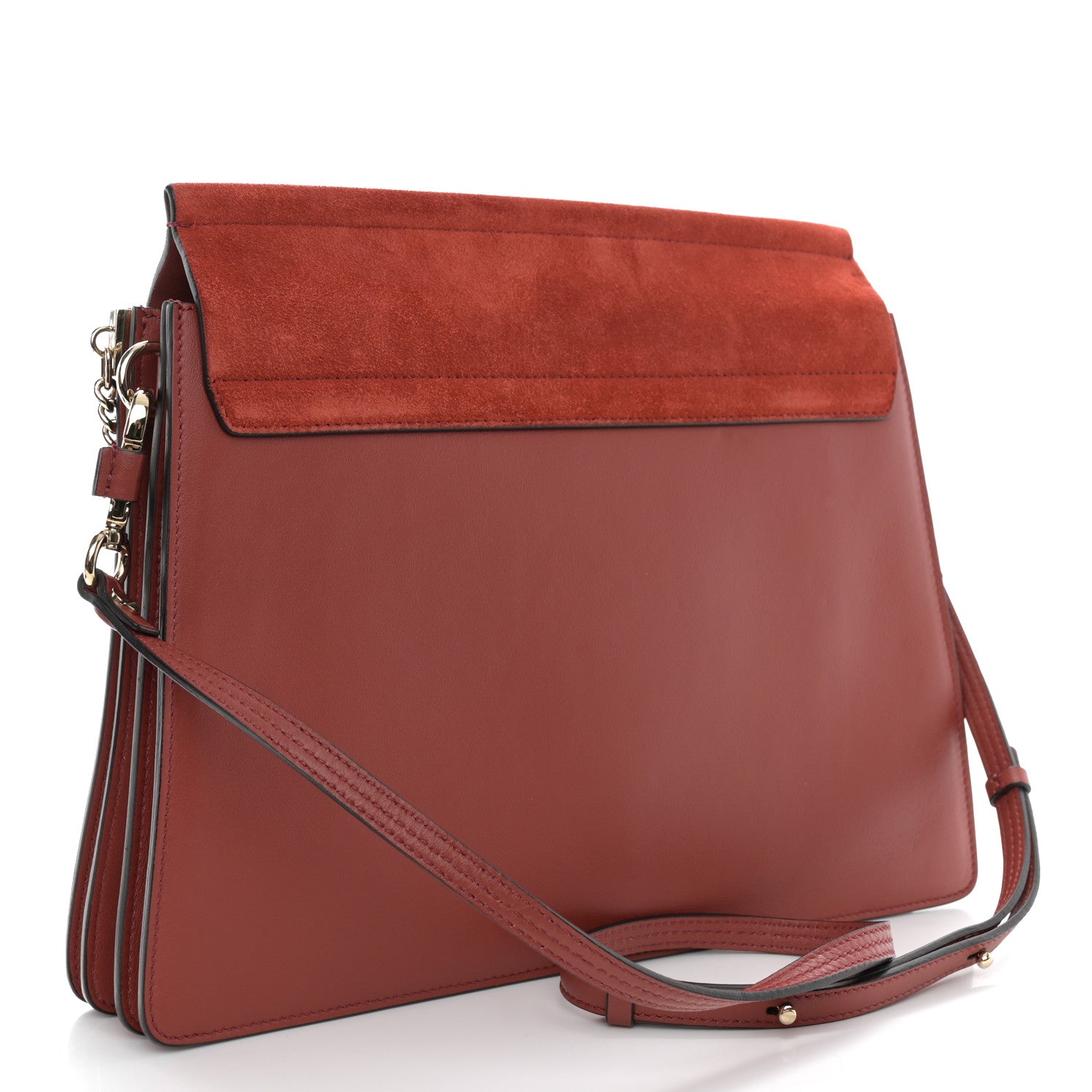 Chloe Calfskin Suede Medium Faye Shoulder Bag Sepia Red 3 of 11
