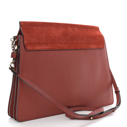 Chloe Calfskin Suede Medium Faye Shoulder Bag Sepia Red 3 of 11
