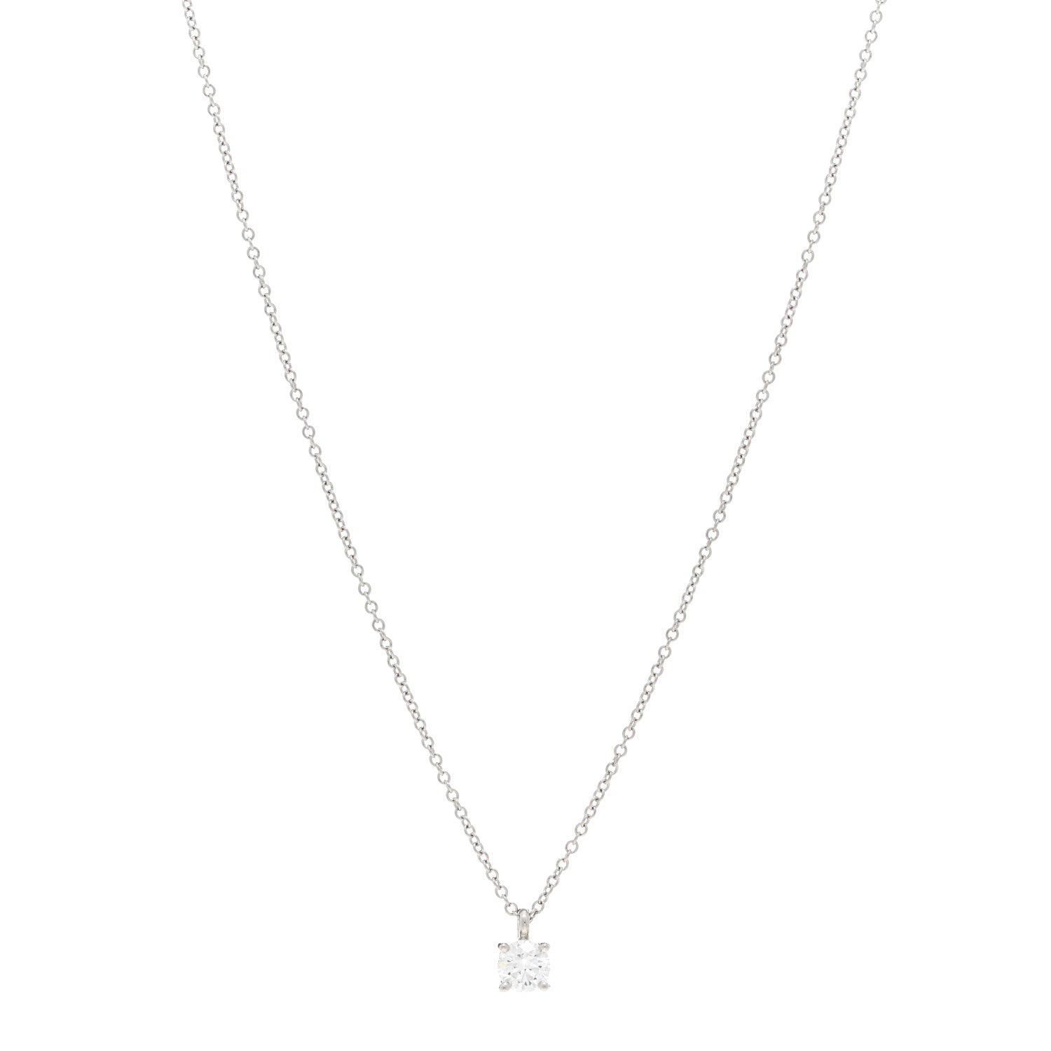 Tiffany Platinum Diamond .30ct Solitaire Pendant Necklace 1 of 5
