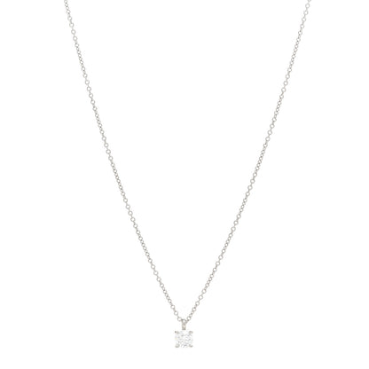 Tiffany Platinum Diamond .30ct Solitaire Pendant Necklace 1 of 5