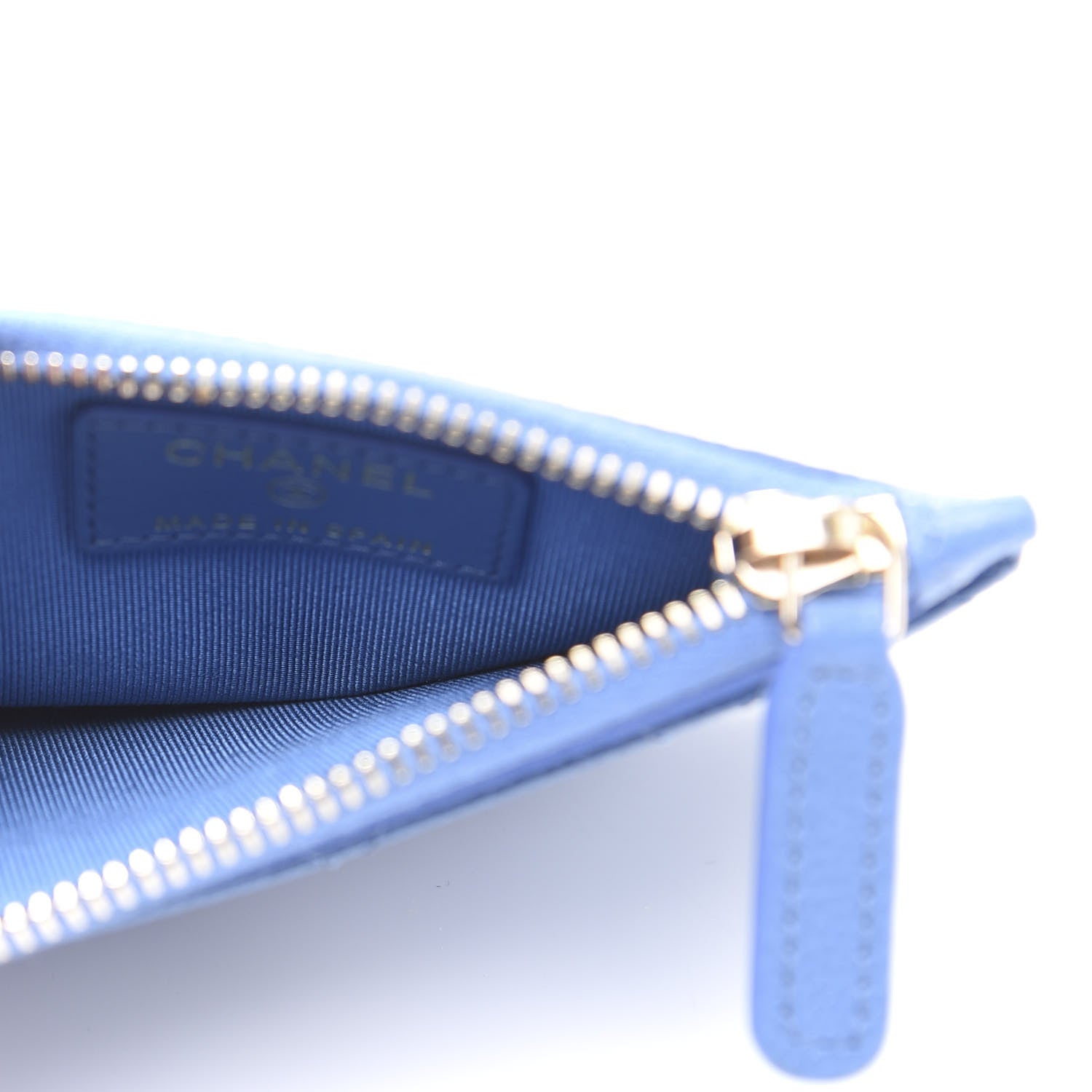 Chanel Caviar Quilted CC Zip Card Holder Blue 5 of 10