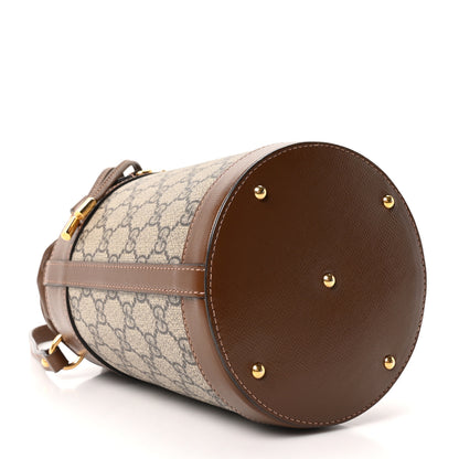 Gucci GG Supreme Monogram Azalea Sakai Calfskin Small Horsebit 1955 Drawstring Bucket Bag Beige Ebony Brown Sugar 4 of 10