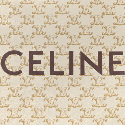 Celine Triomphe Canvas Calfskin Small Vertical Cabas White 6 of 9