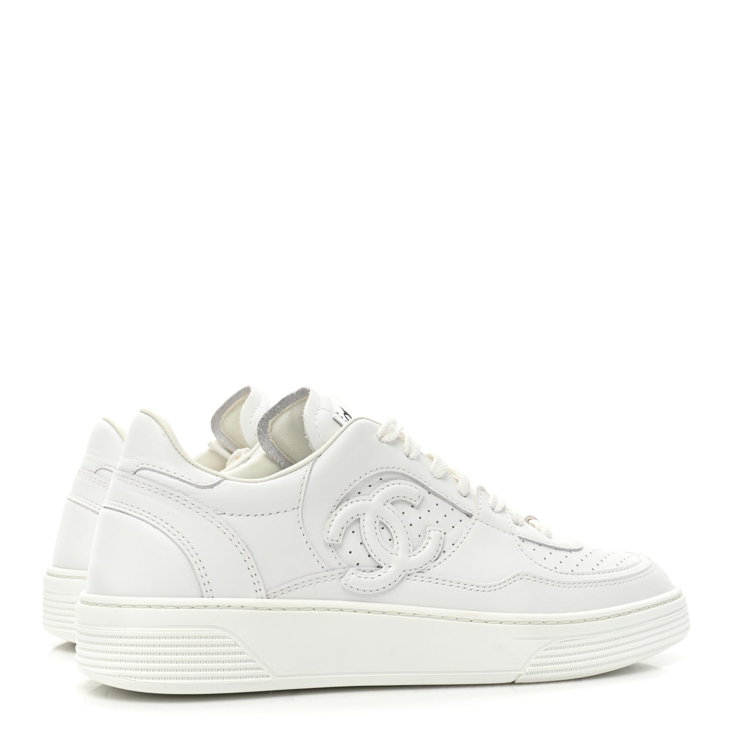 Calfskin CC Womens Sneakers 38.5 White