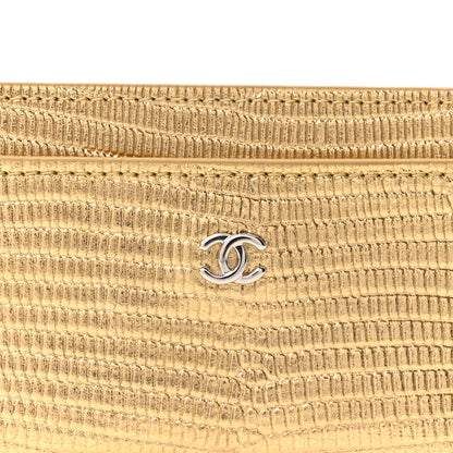 Chanel Metallic Calfskin Lizard Embossed Card Holder Gold 8 of 11
