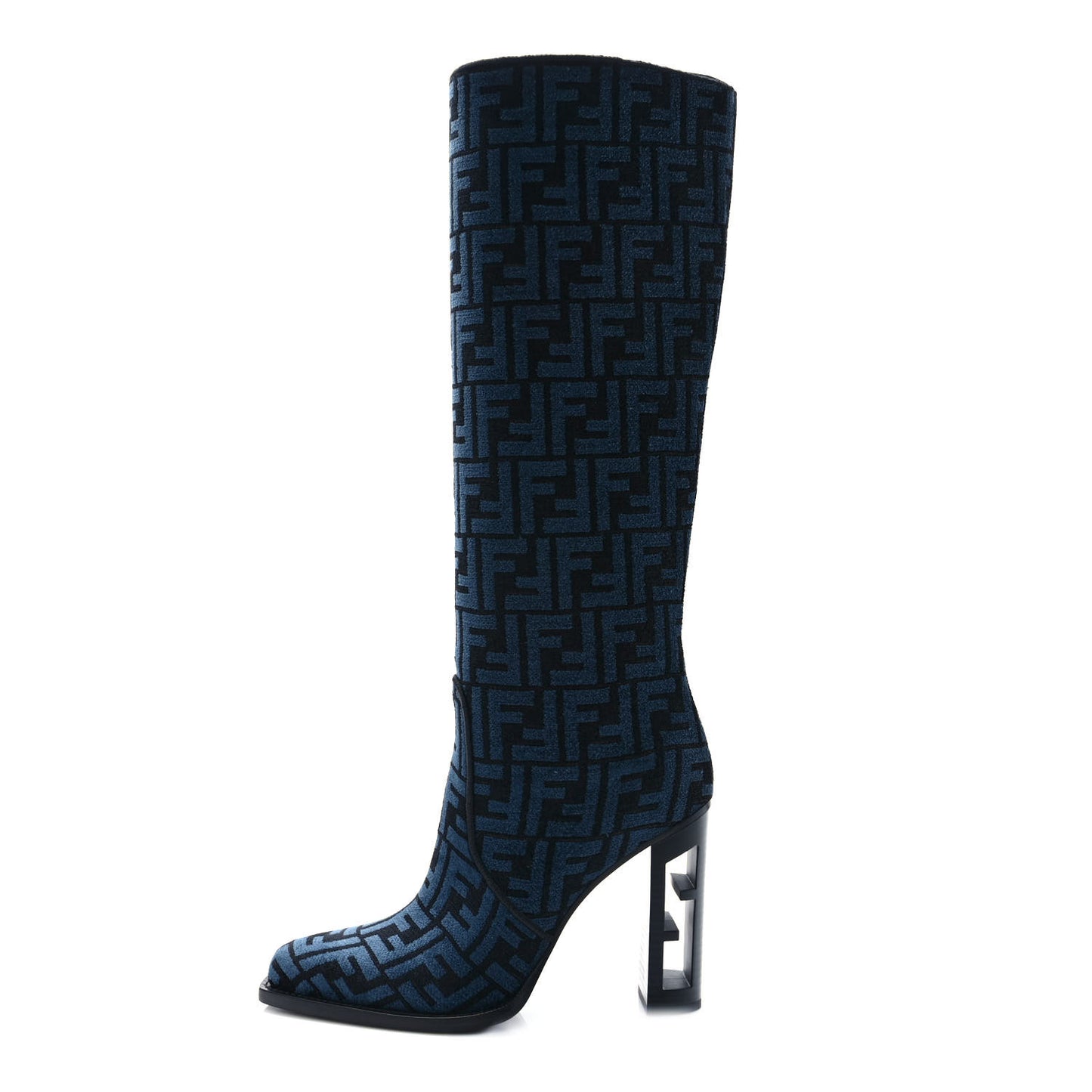 Chenille Jacquard FF 110mm Knee Boots 39.5 Black Blue