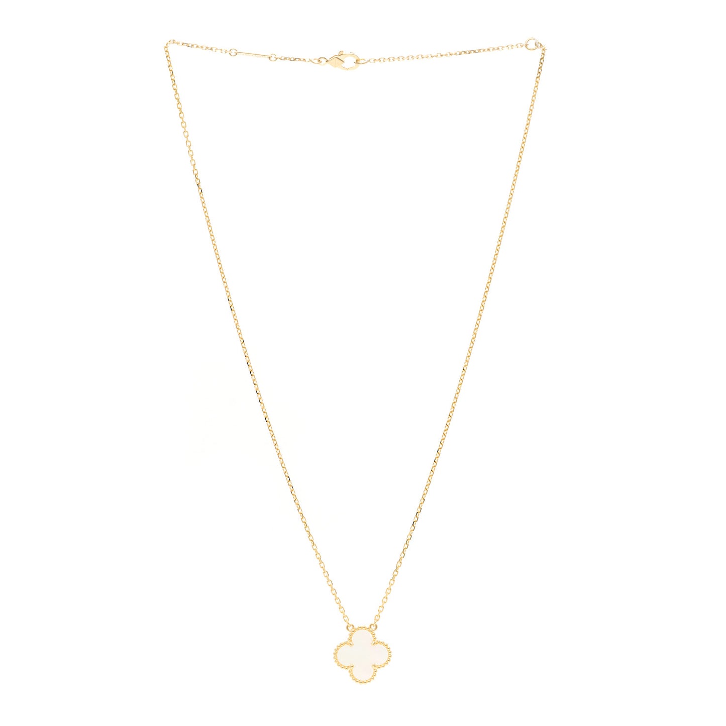 18K Yellow Gold Mother of Pearl Vintage Alhambra Pendant Necklace