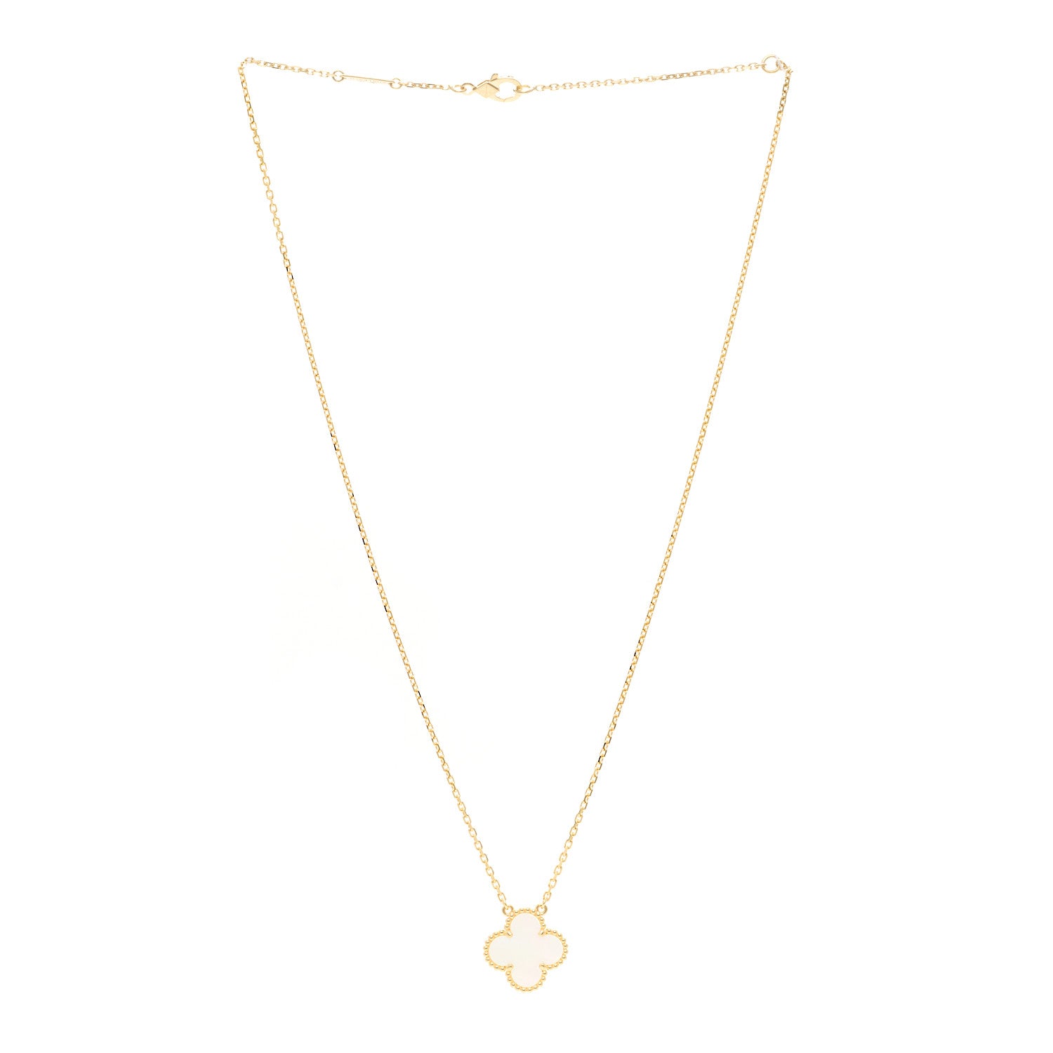 Van Cleef & Arpels 18K Yellow Gold Mother of Pearl Vintage Alhambra Pendant Necklace 3 of 6