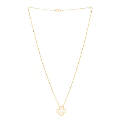 Van Cleef & Arpels 18K Yellow Gold Mother of Pearl Vintage Alhambra Pendant Necklace 3 of 6