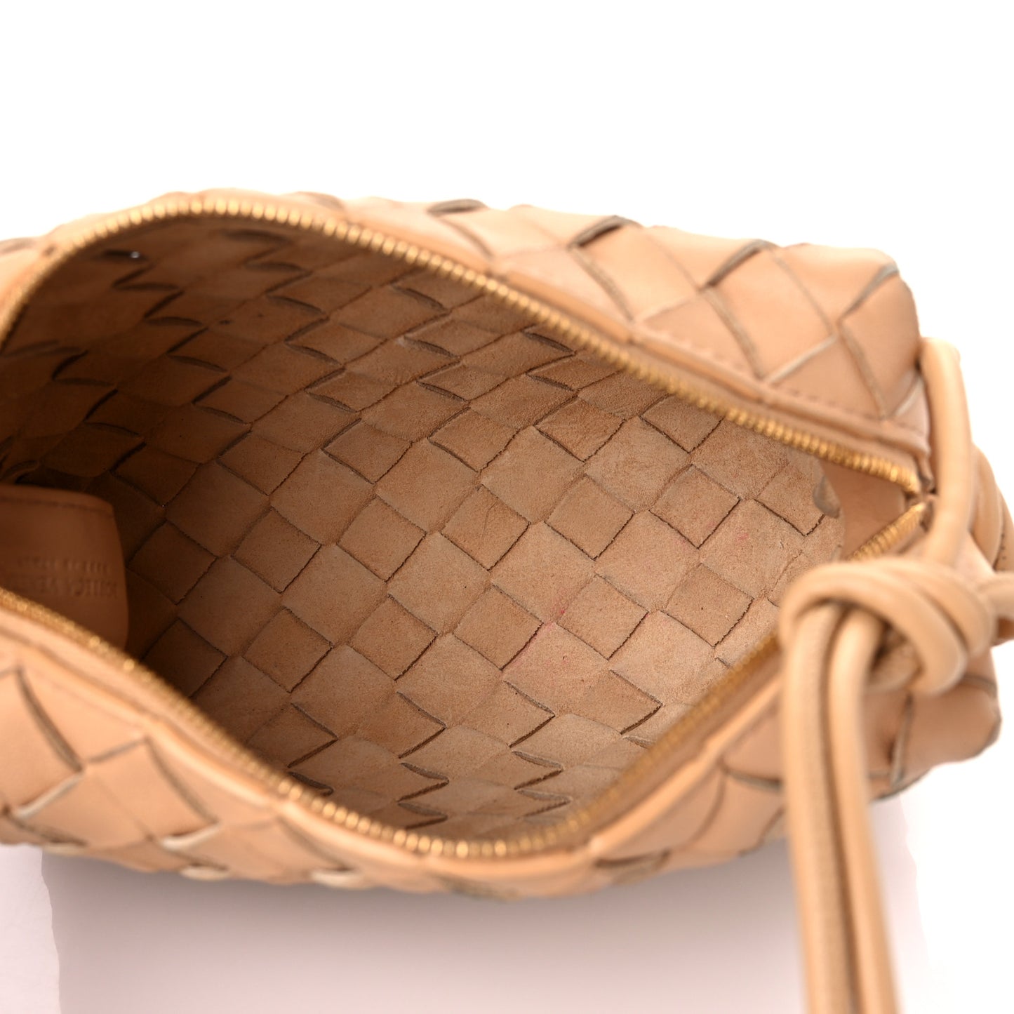 Nappa Intrecciato Mini Loop Camera Bag Almond